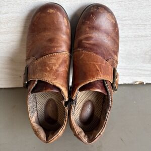 Born BOC brown leather monk strap loafers Sz 7 Med